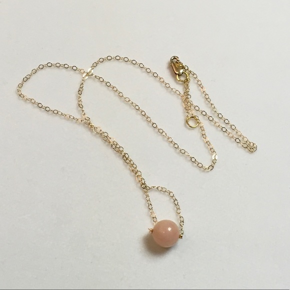 14k Gold Filled Necklace W/ Single Morganite Bead - Picture 4 of 8